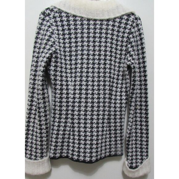 FARINA ROSA MADE IN MILANO SWEATER CUFFED SLEEVES HOUNDTOOTH PATTERN BLACK WHITE - Picture 4 of 9